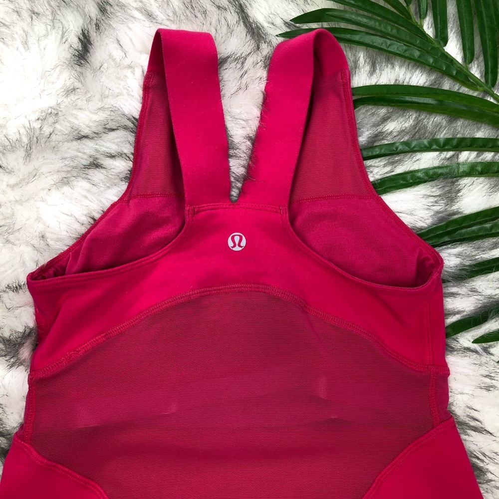 Lululemon Womens Top Hot Pink Size 4 V neck Mesh - Picture 4 of 5